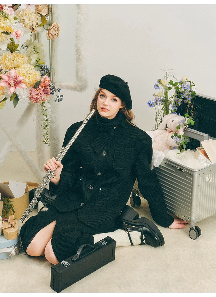 Oversize Corduroy Jacket & Ankle-Length Skirt Setup