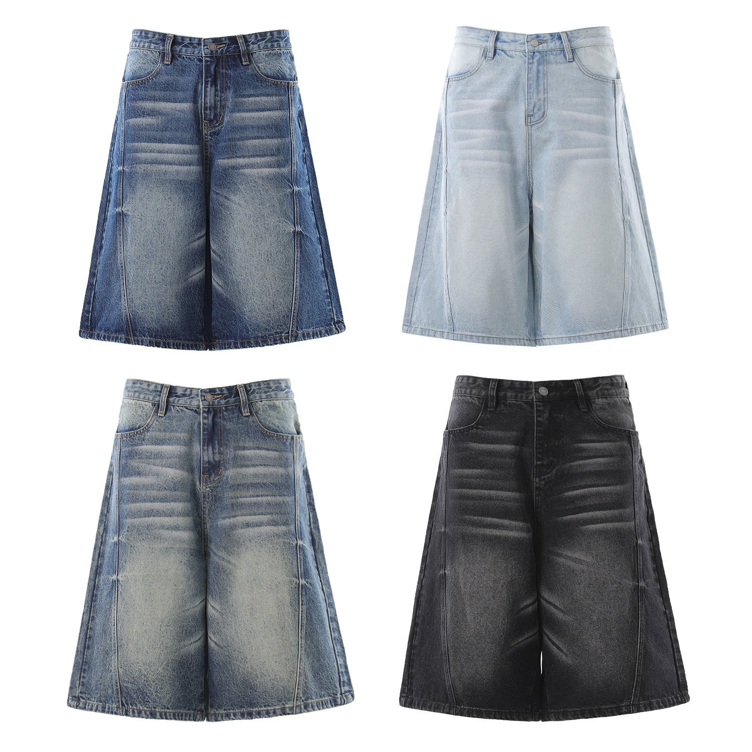 Denim Wash Wide Leg Jort