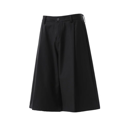 Pleats Cropped Pants - Black / S