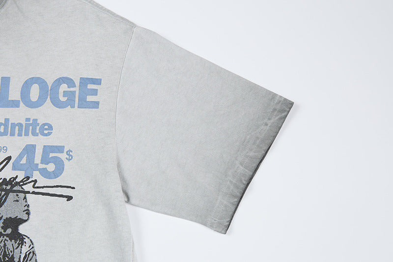 Washed Graphic Letter Print Short Sleeve T-Shirt