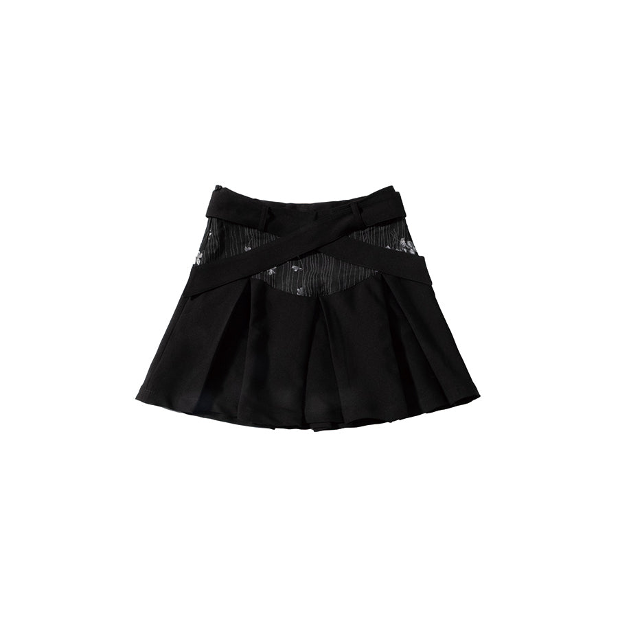 Floral Camisole Bustier & Flare Leg Warmers & Pleats Skirt & Cropped Jacket Setup