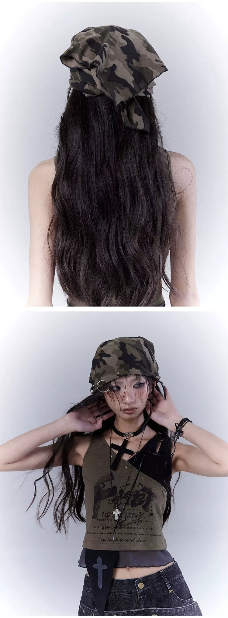 Stud Camouflage Damage Square Scarf