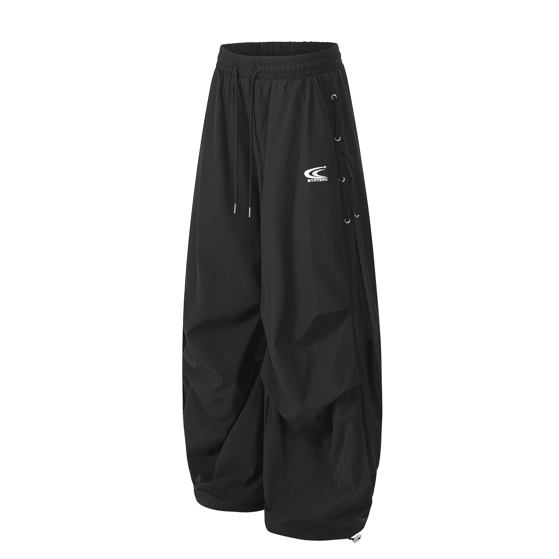Drawstring Eyelet Wide Leg Pants