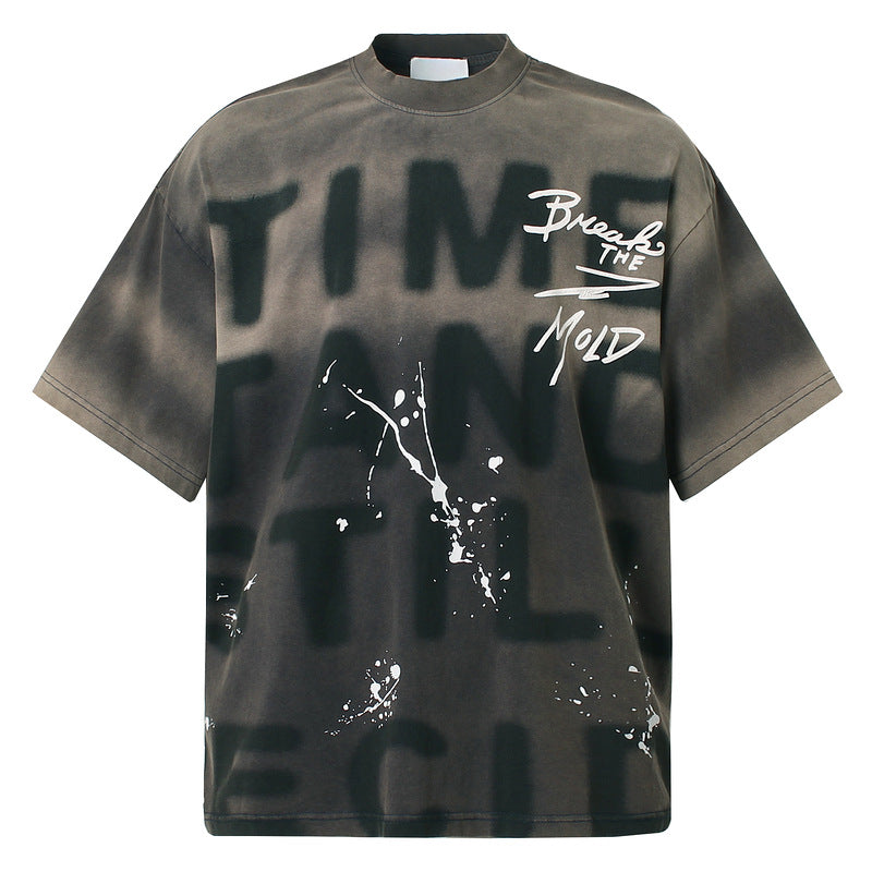 Gewaschenes Graffiti Buchstaben Kurzarm-T-Shirt