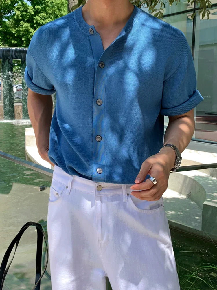 Simple Knit Short Sleeve Shirt