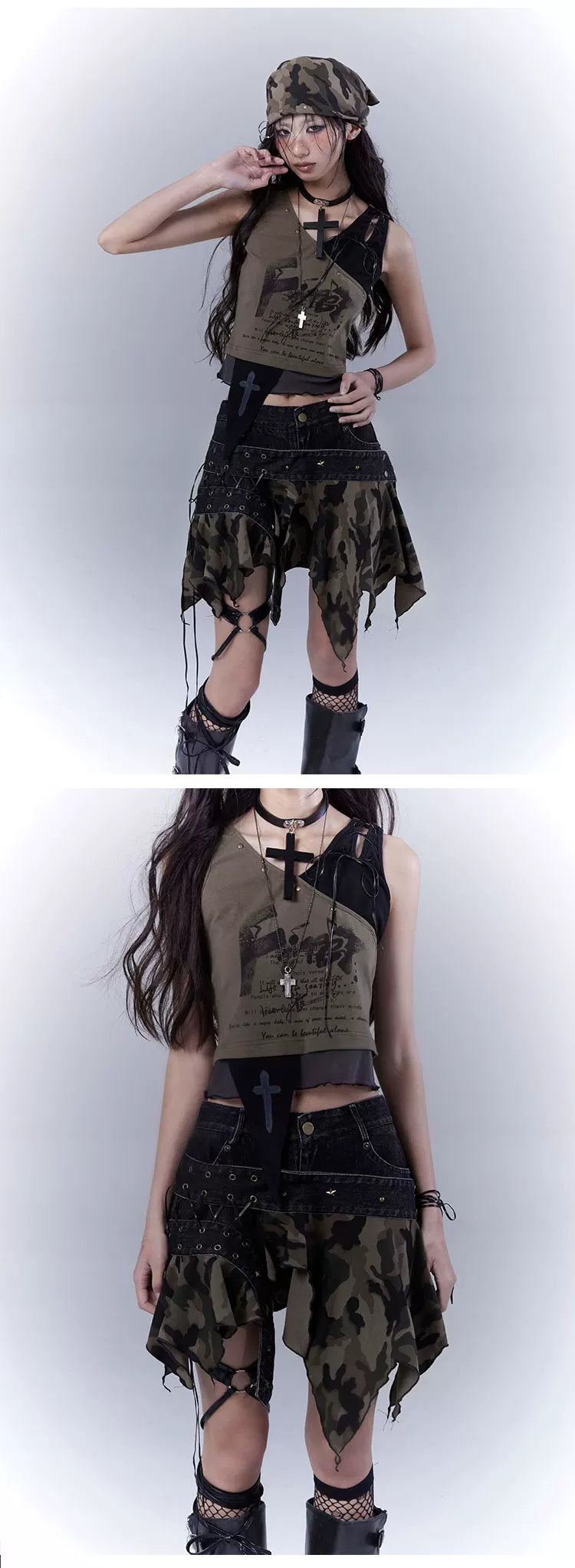 Original Design Low Saturation Print Slimming Tank Top