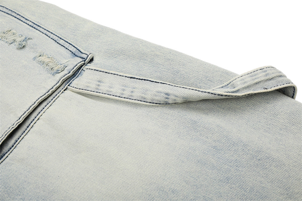 Acid-Washed Wide-Leg Cargo Shorts