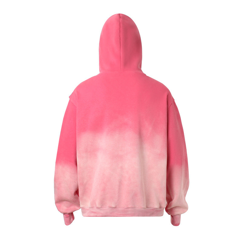 Cracked Letter Gradient Patchwork Hoodie