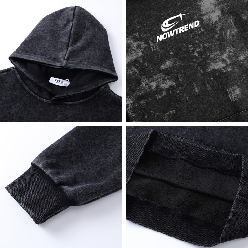 Sudadera oversize con estampado de letras lavadas