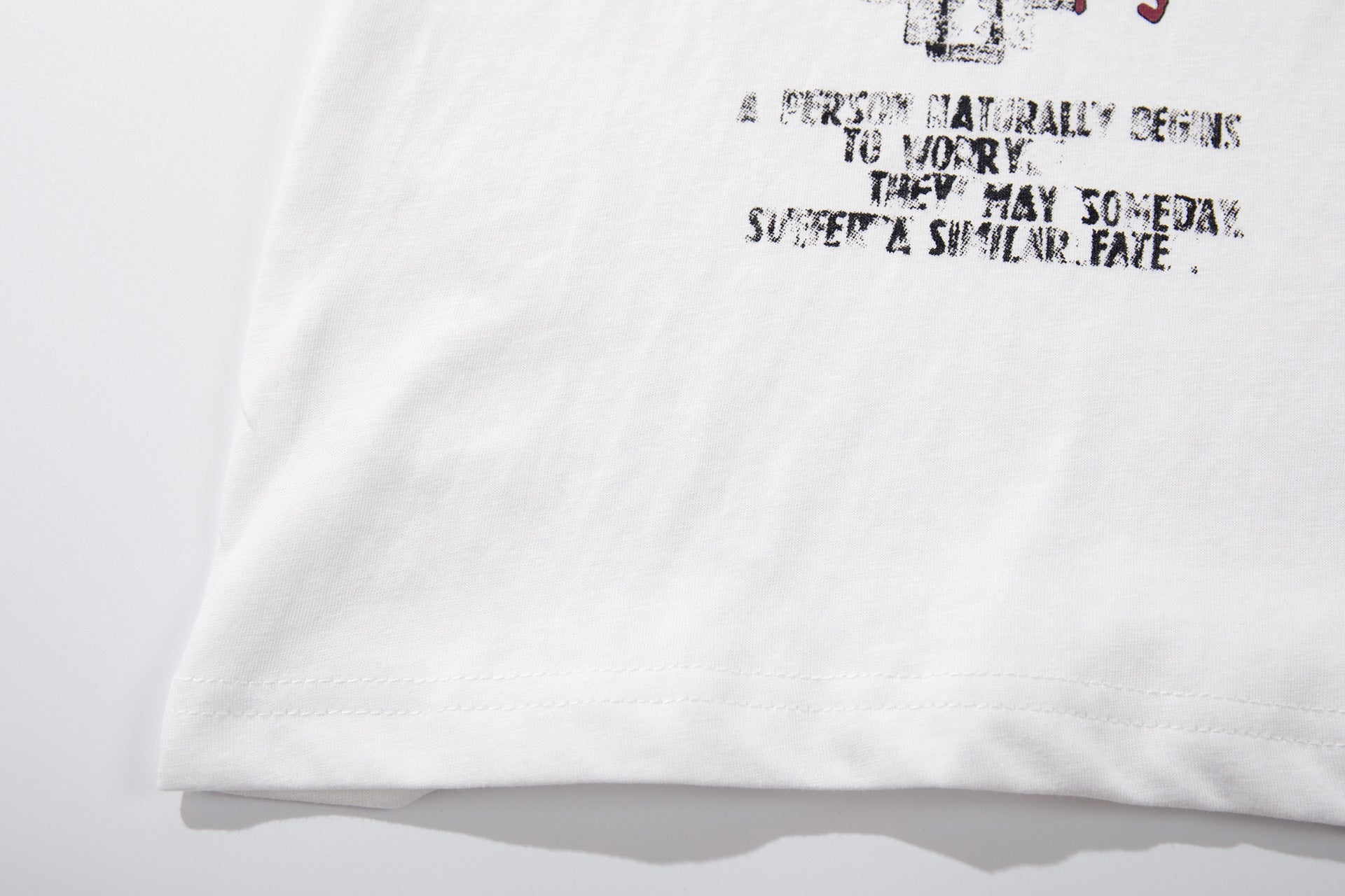High-Neck Graphic Print Cotton Short Sleeve T-Shirt