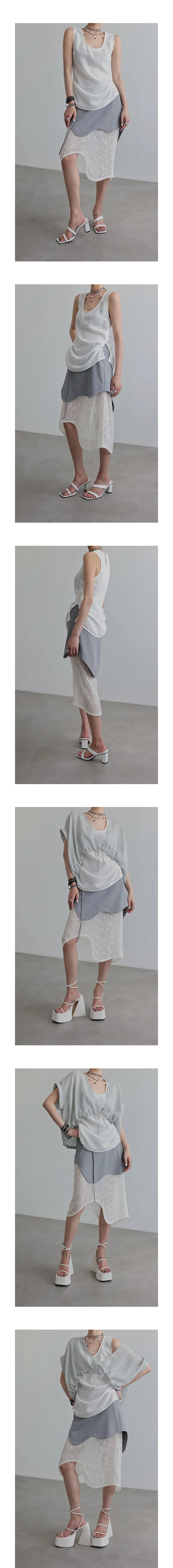 Fake Layered Sheer Lace Skirt