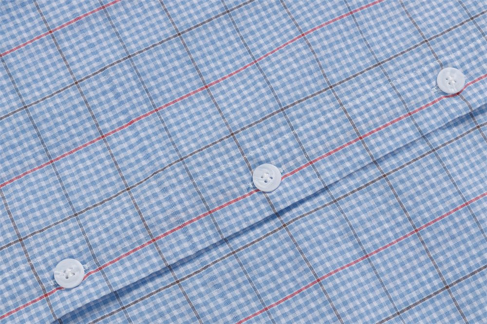 Cartoon-Embroidered Plaid Button-Up Shirt