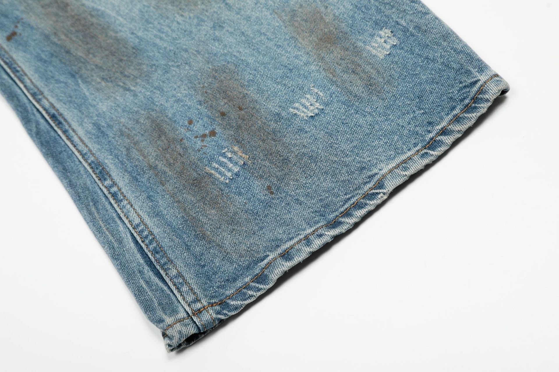 Washed Damage Barrel Denim Jeans