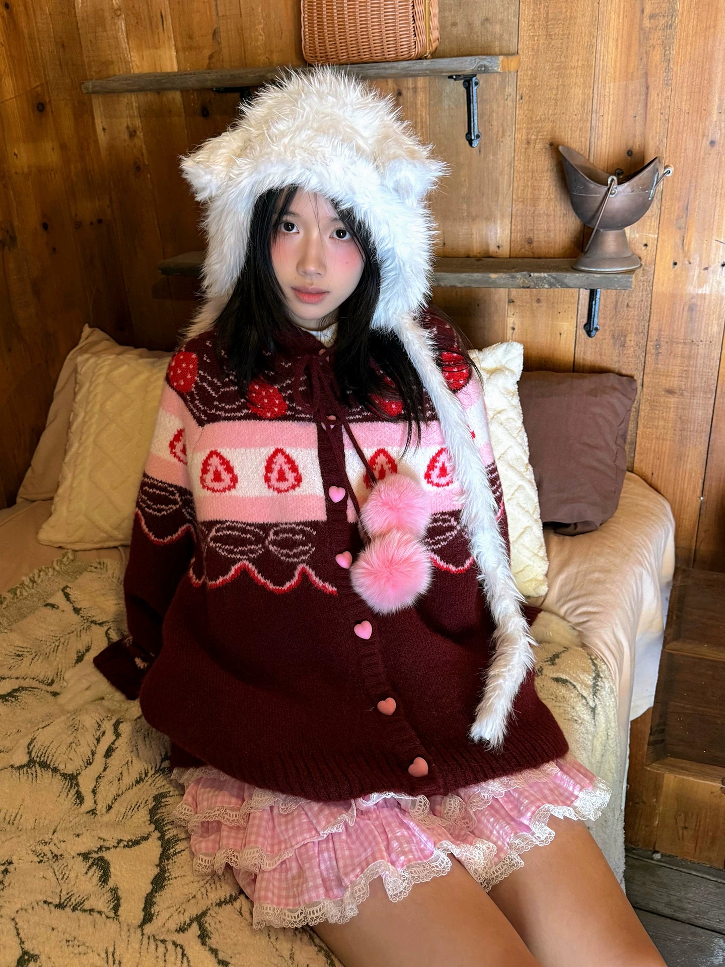 Strawberry Cake Knit Cardigan