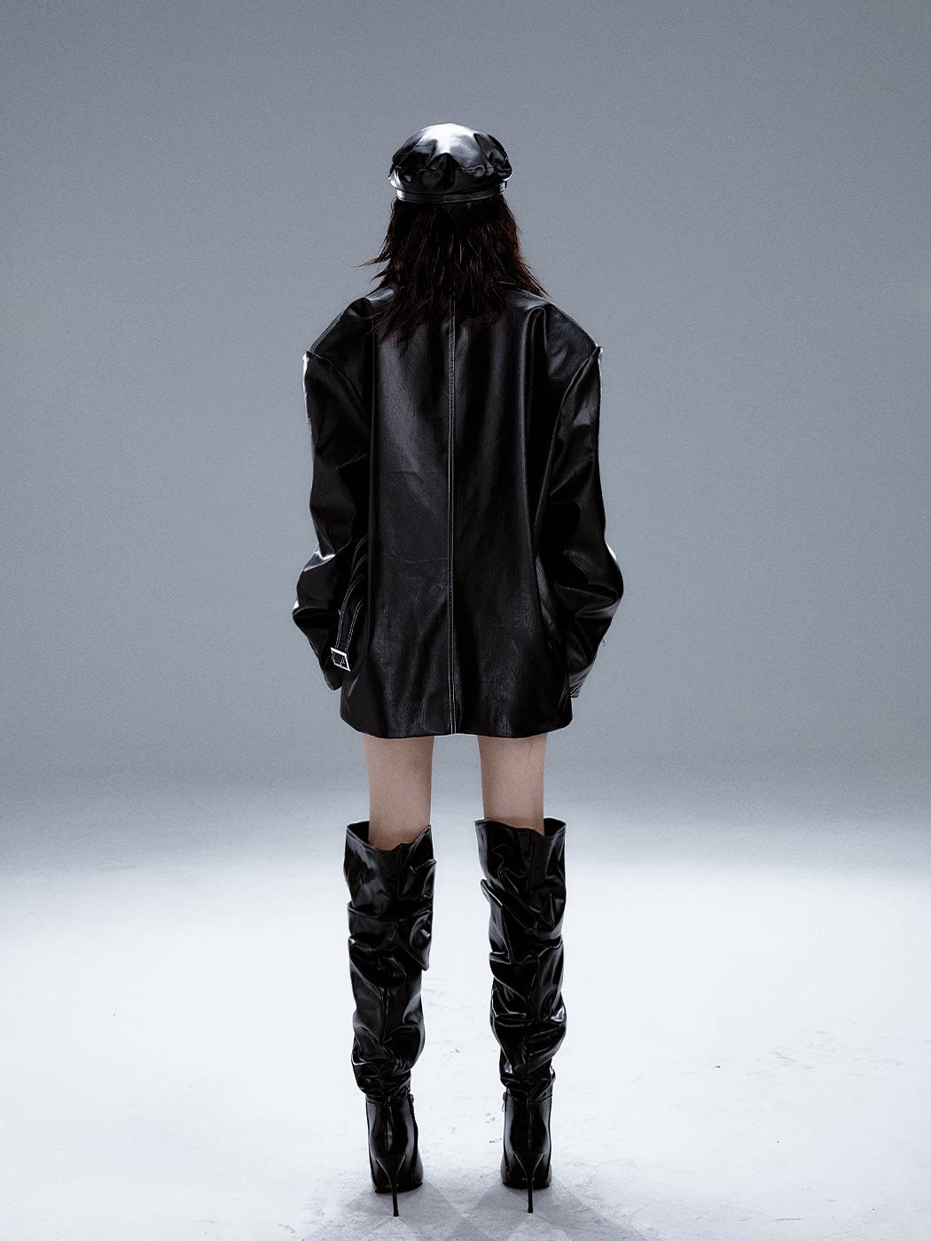 Metal Accents Heavy PU Leather Jacket