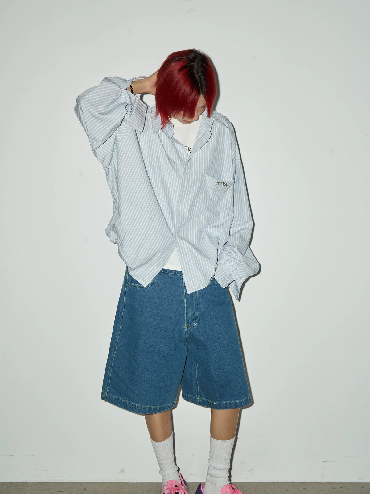 Stripe Oversize Long Sleeve Shirt