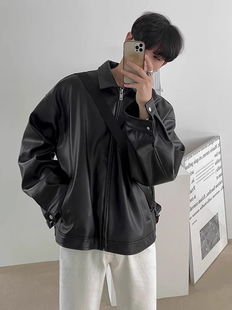 Oversize Zipper PU Leather Jacket