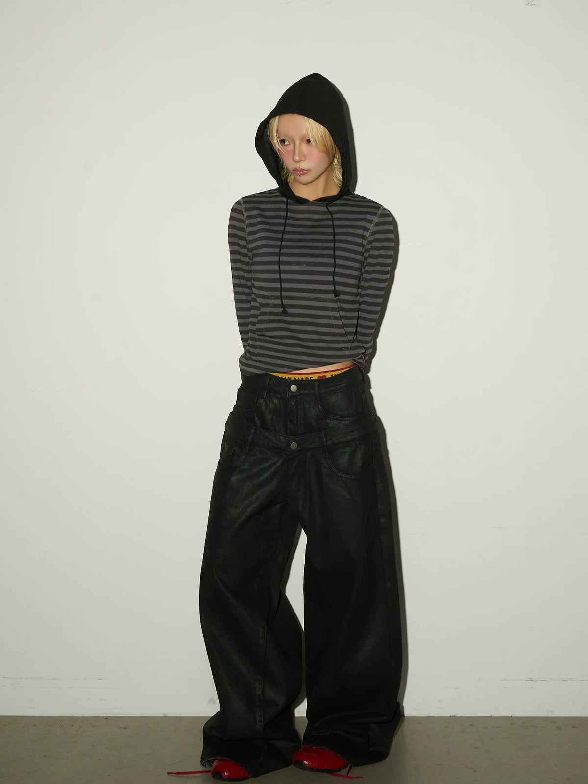 Washed Denim Jacket & Double Waist Wide Leg Denim Jeans Setup