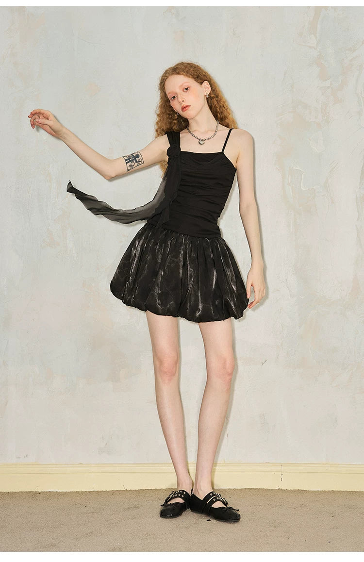 Rose Design A-Line Fluffy Tassel Slim Fit Dress