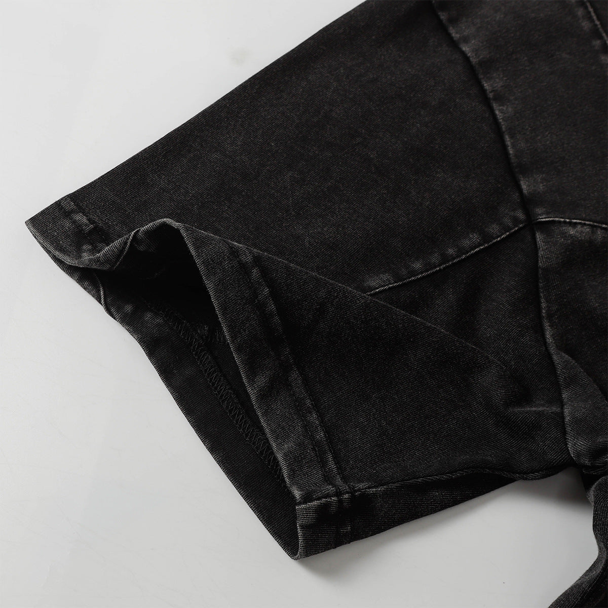 Heavy Washed Fade Stitching Short Sleeve T-Shirt