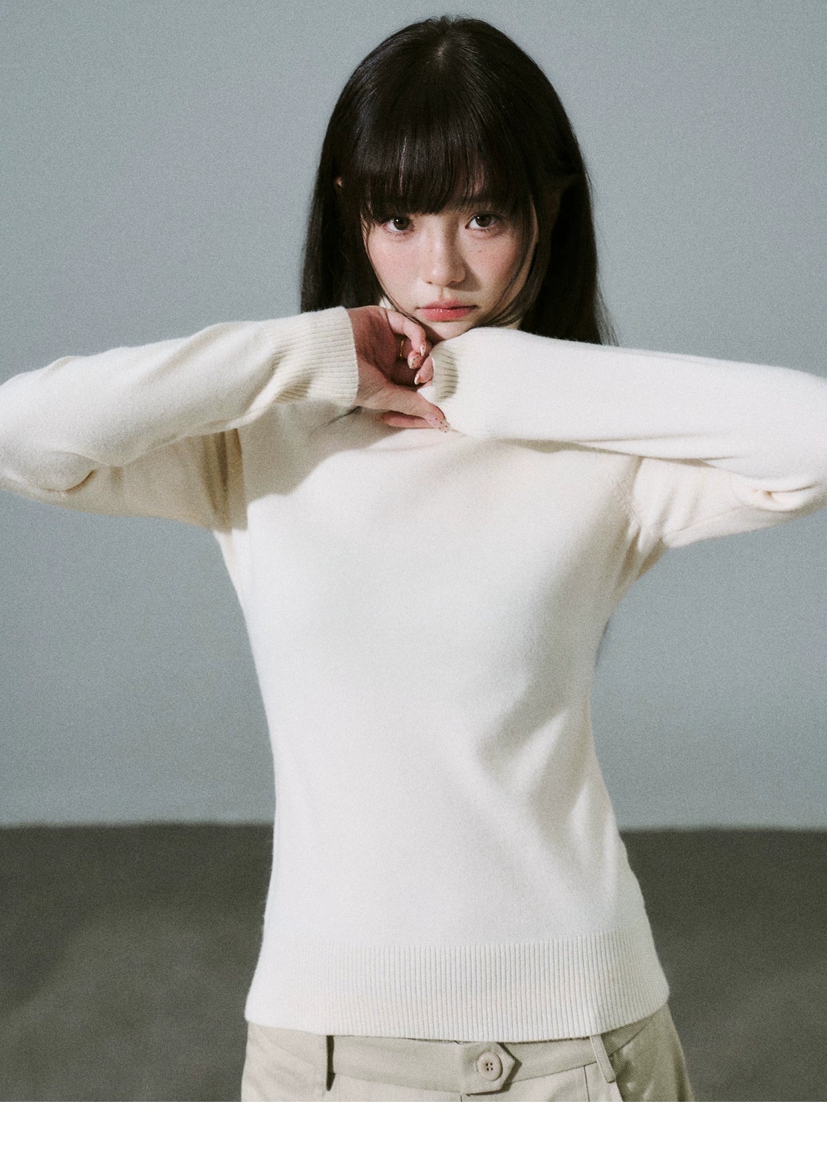 Stretch Warm High-Neck Knit Sweater