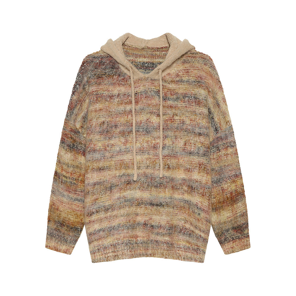 Retro Gradient Soft Hooded Sweater