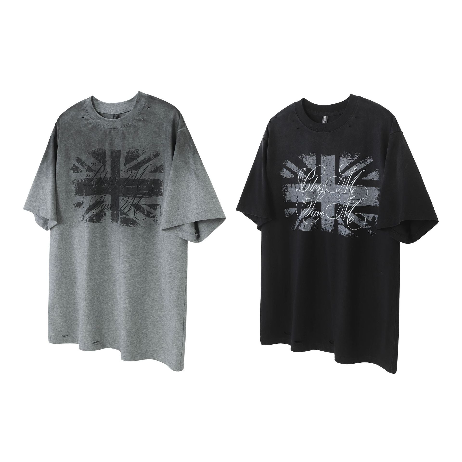 Damage Letter Print Short Sleeve T-Shirt