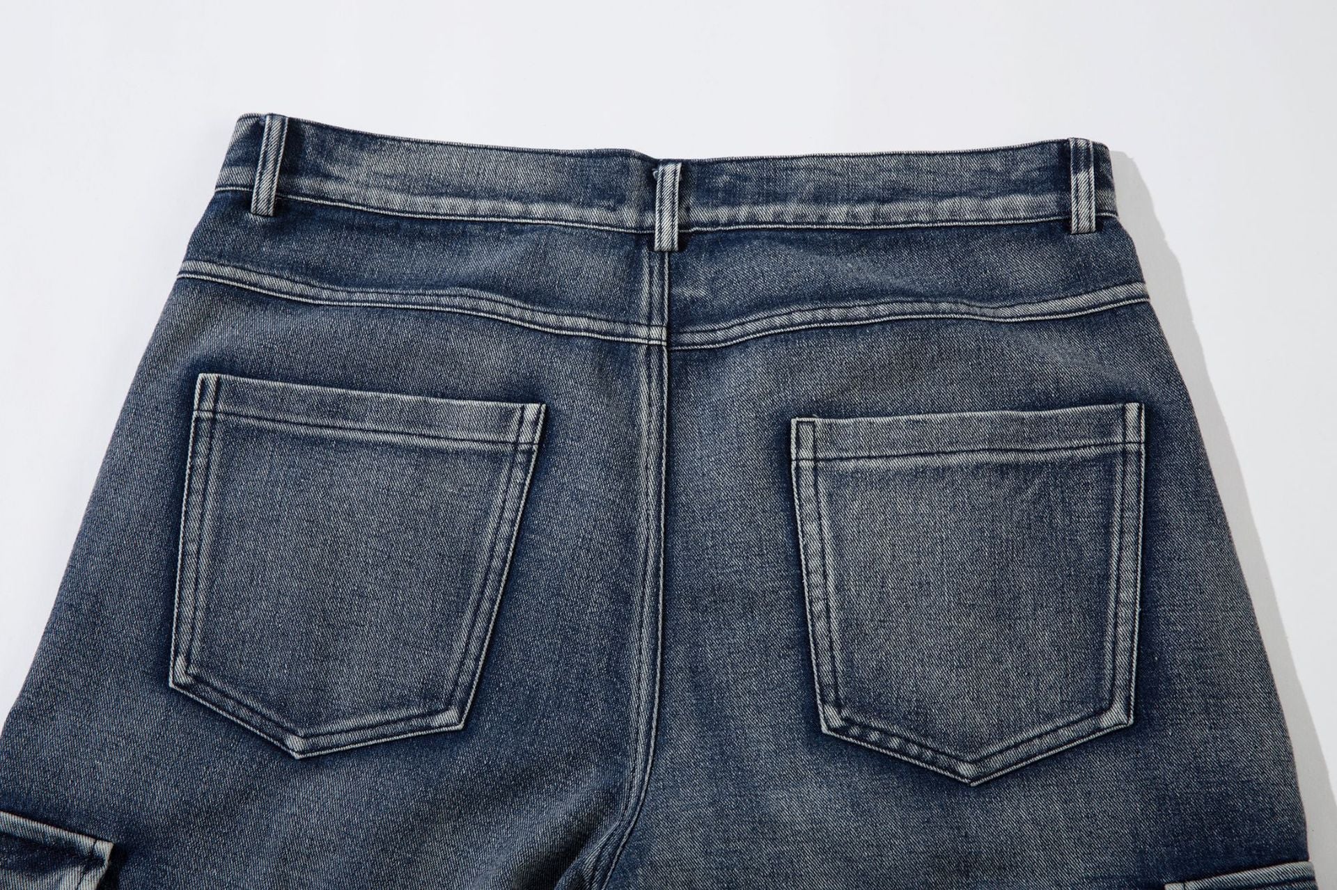 Cargo Pocket Embroidery Wide Leg Denim Jeans