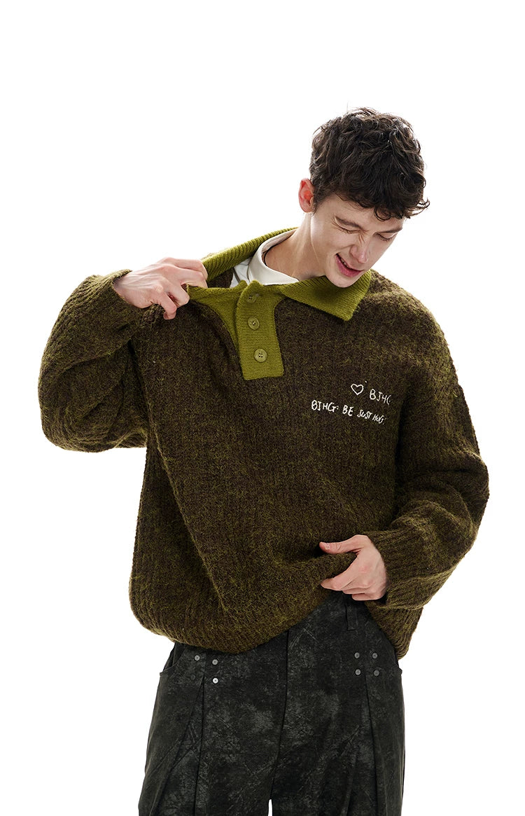 Pullover Polo Knit Sweater