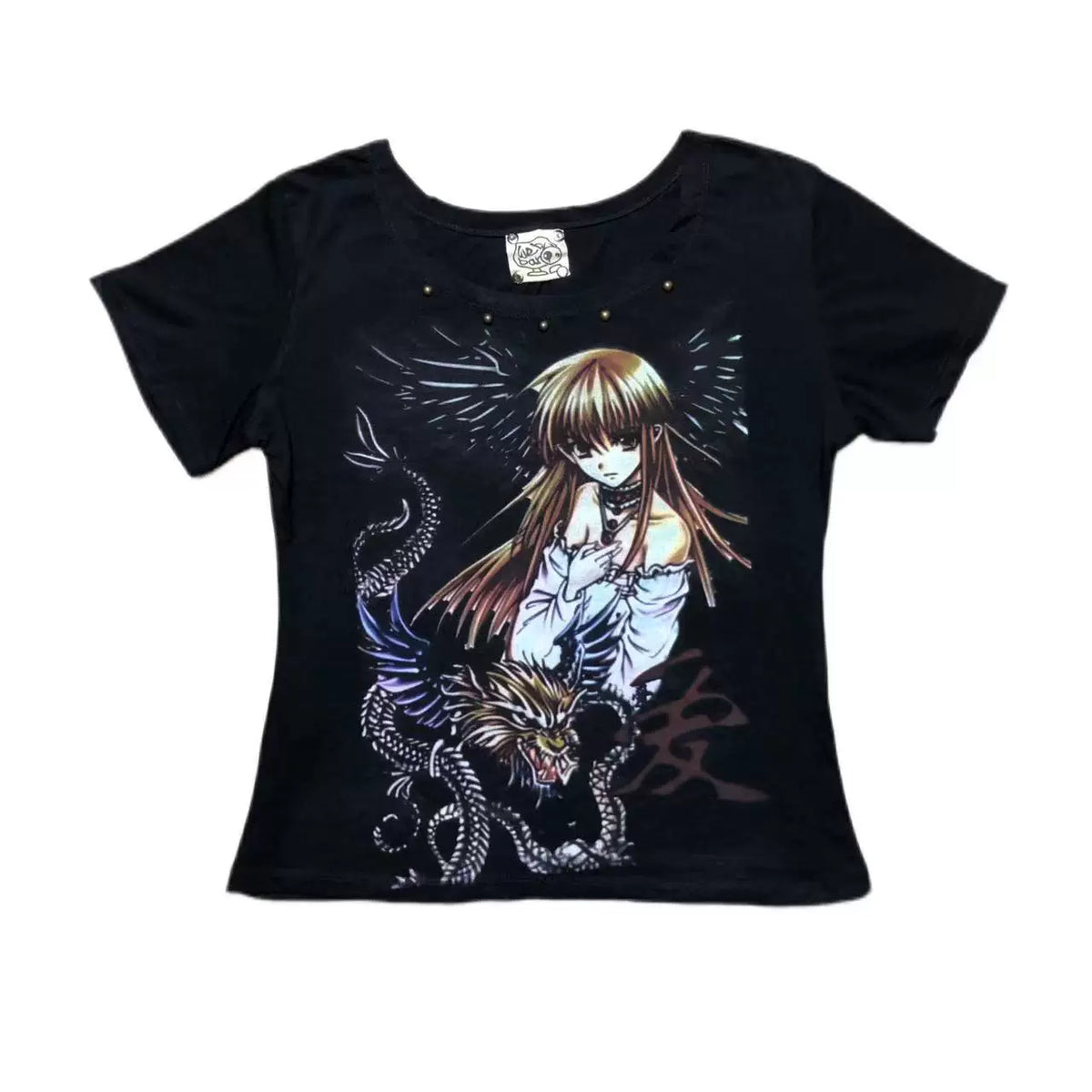 Studs Graffiti Print Short Sleeve T-Shirt