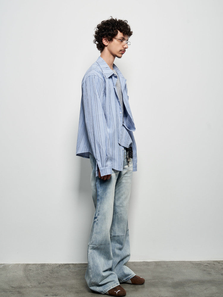 Camicia a maniche lunghe oversize a righe
