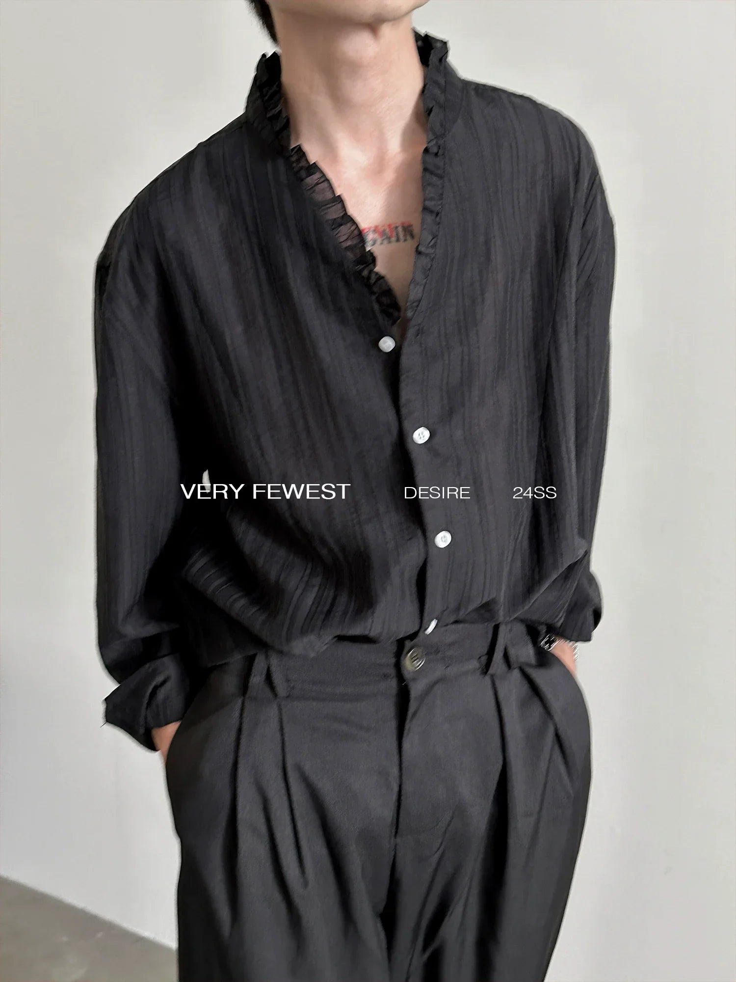 Lace V-neck Long Sleeve Shirt