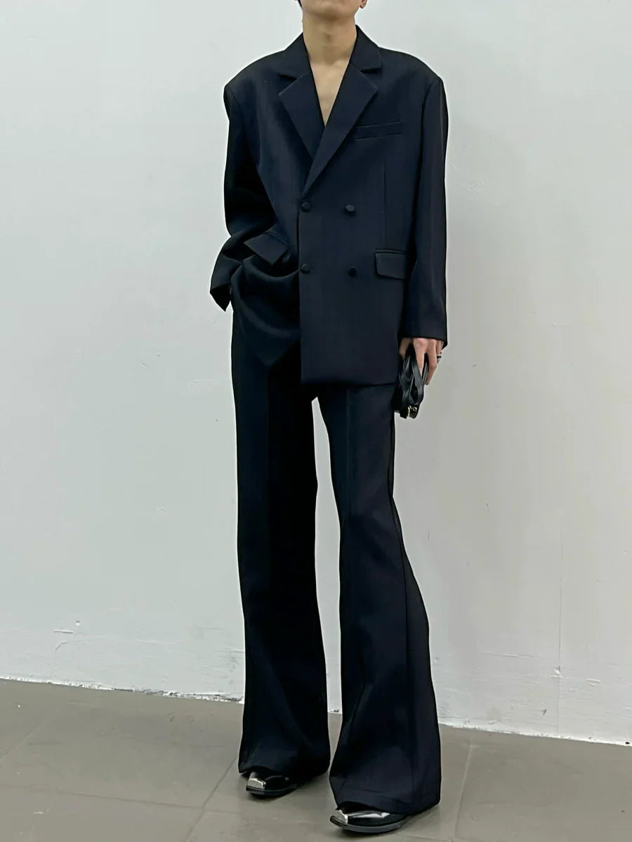 Stripe Double Breast Tailored Jacket & Flare Trousers Setup