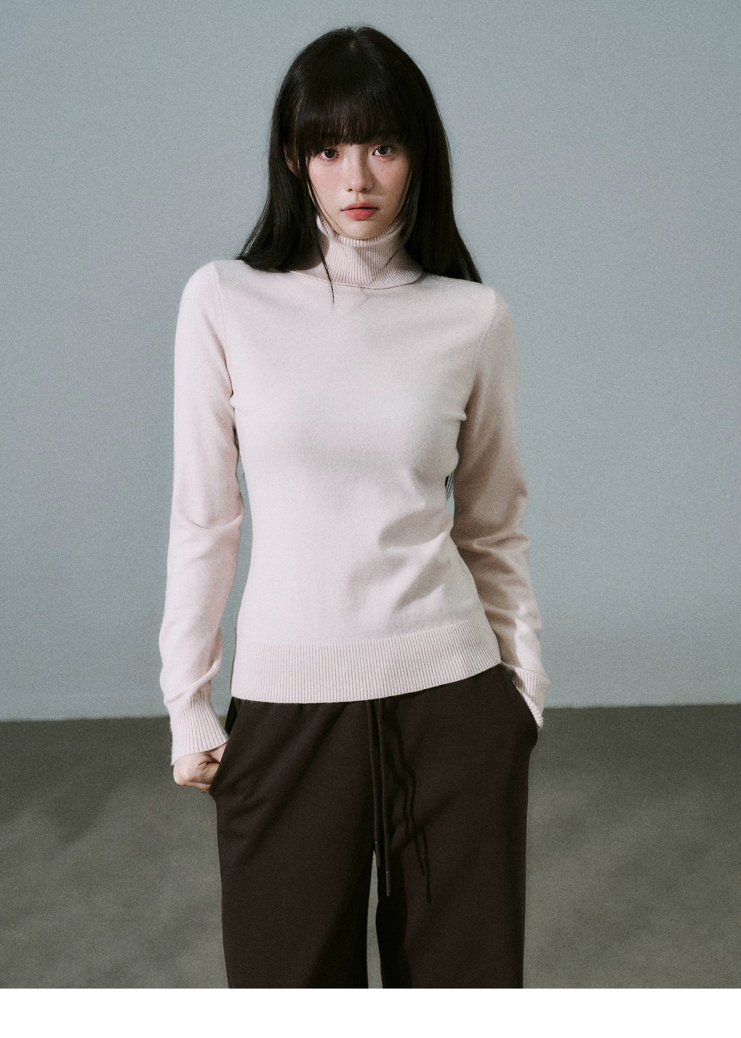 Stretch Warm High-Neck Knit Sweater