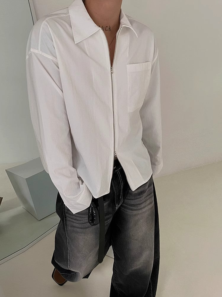 Oversize Long Sleeve Zipper Shirt Jacket
