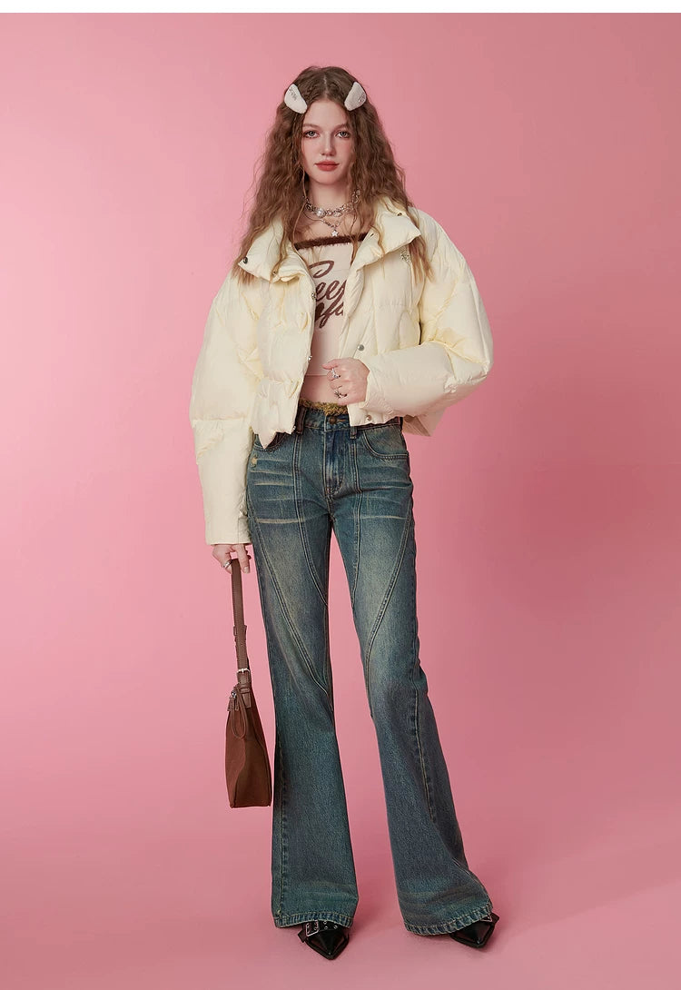 Short Thick White Duck Down Jacket