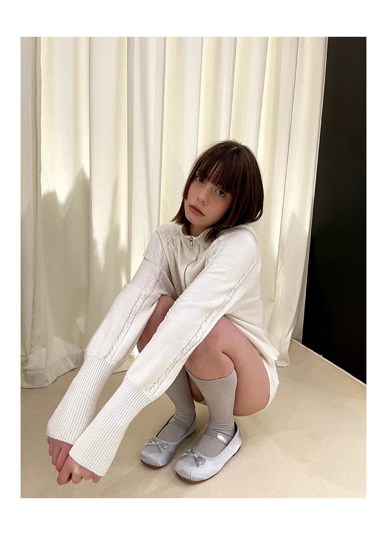 Zipper Knit Hoodie & Knit Shorts Setup