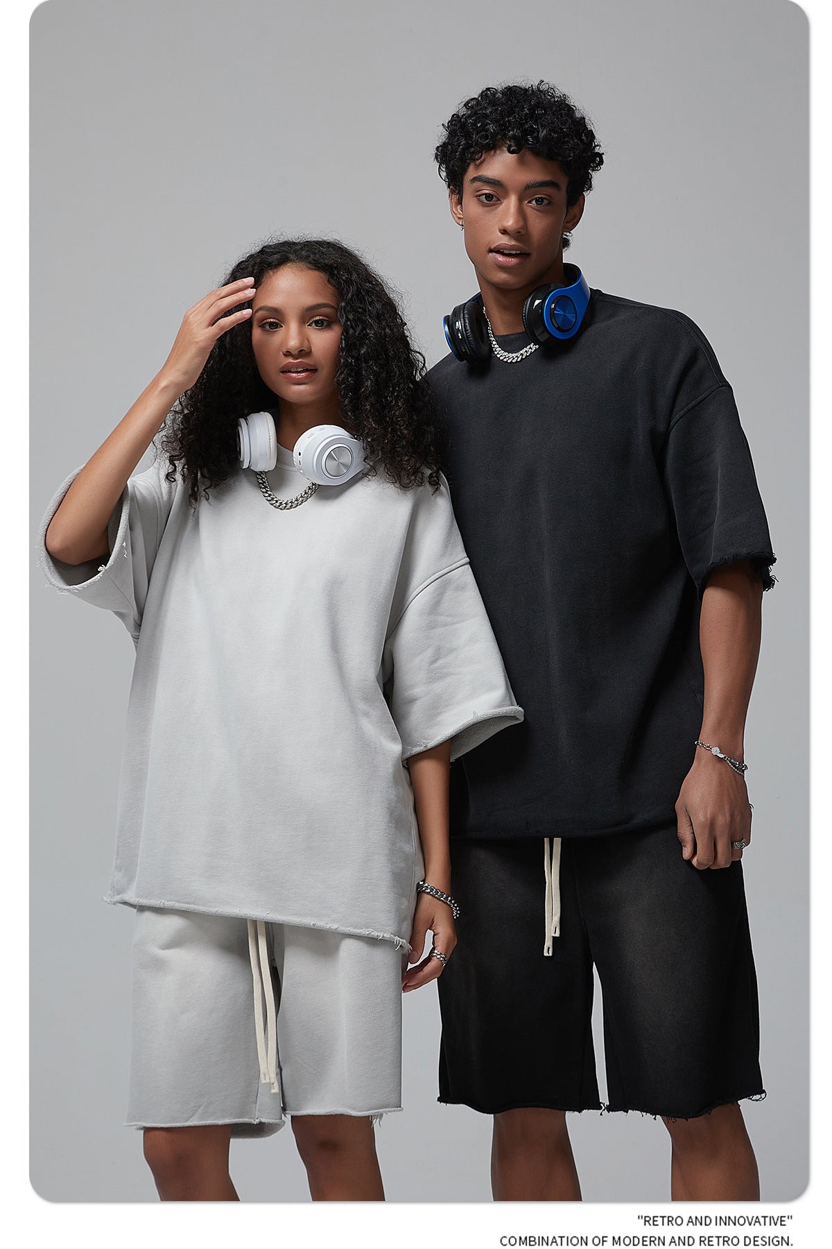 Oversize Spray-dyed Short-sleeve T-shirt & Spray-dyed Short Sweatpants Setup