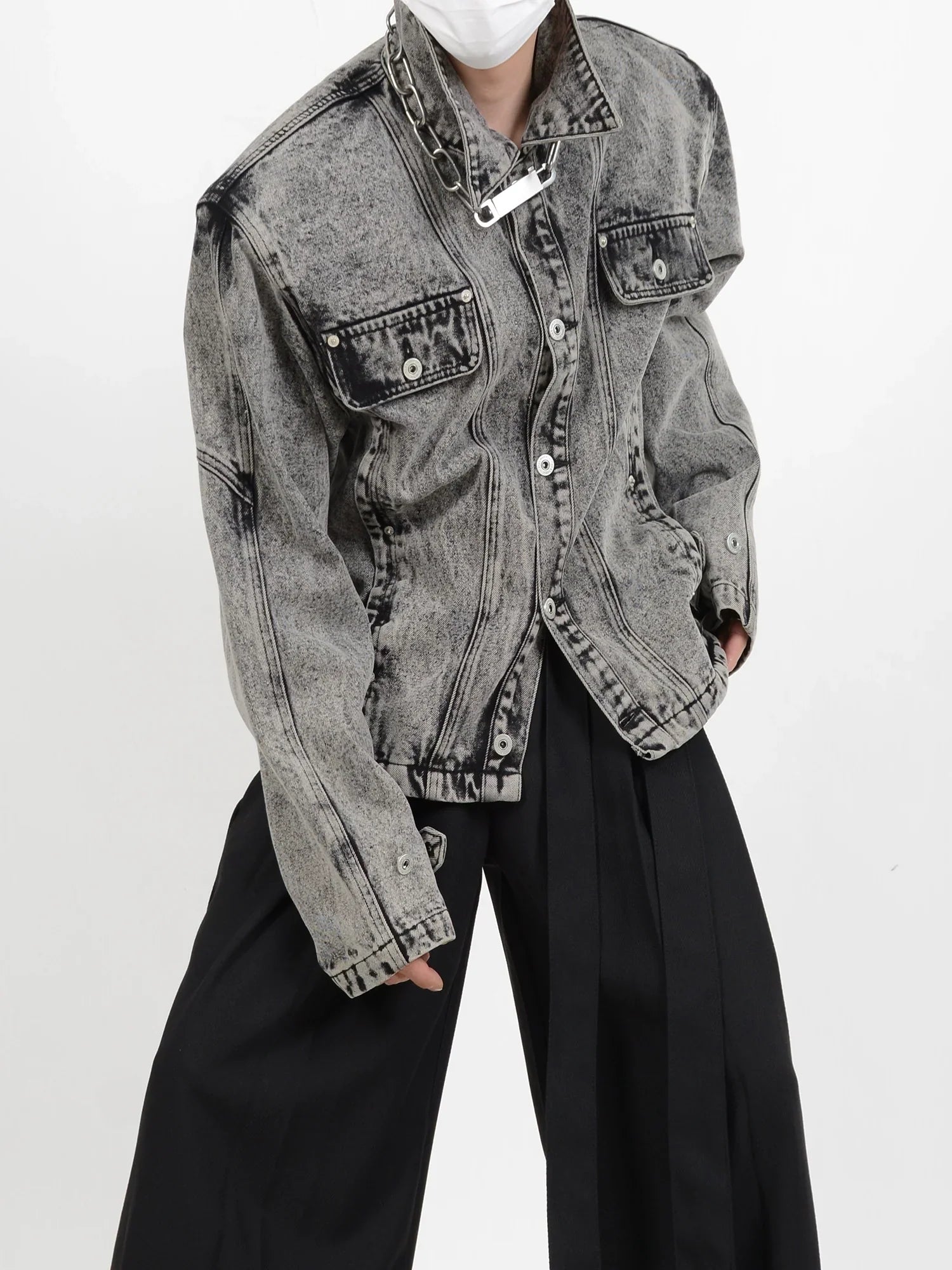 Wash Shoulder Pad Denim Jacket