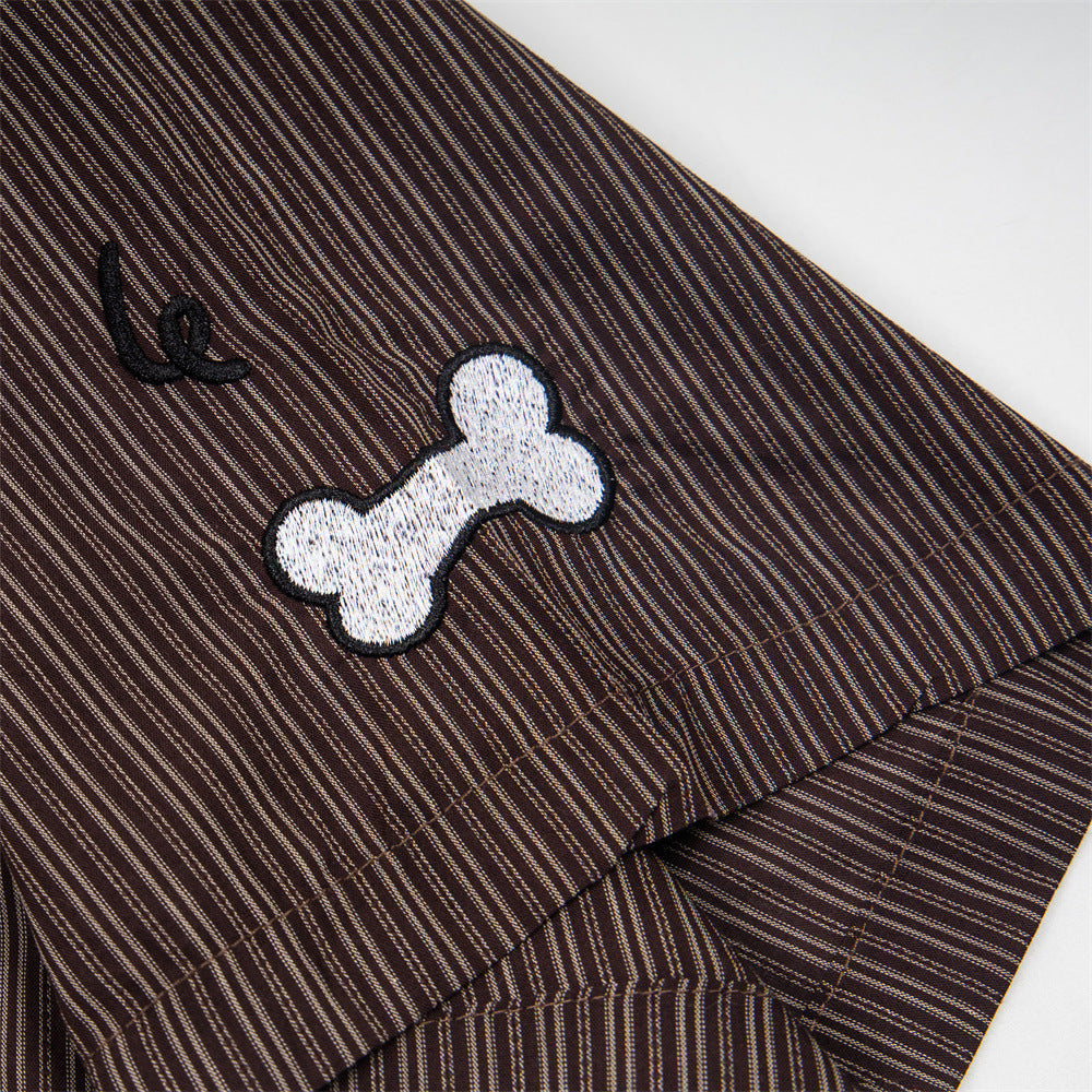 Cartoon Patches Vertical Stripe Shirt