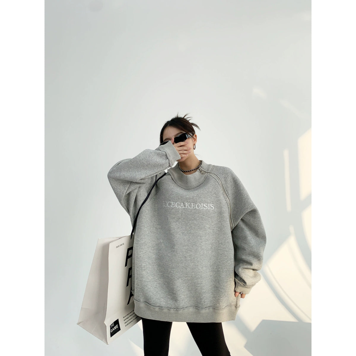 Side Zipper Design Oversized Heavyweight Sweatshirt
