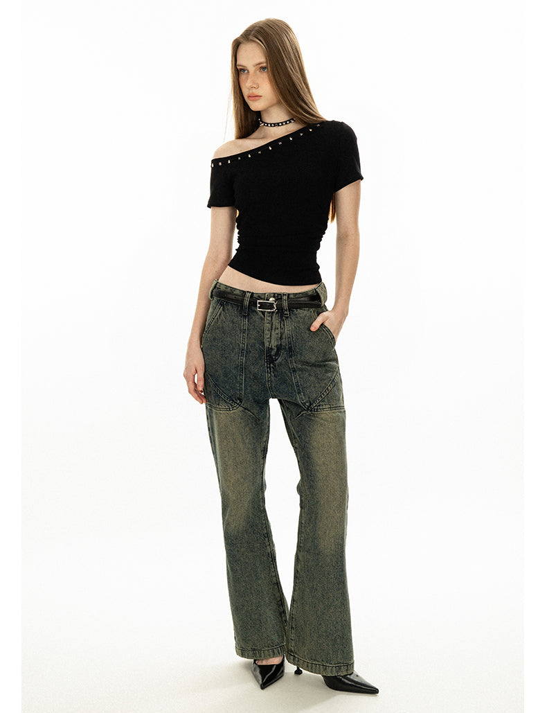 Irregular Off-The-Shoulder T-shirt