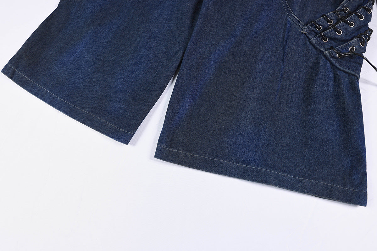 Heavyweight Washed Deconstructed Wide Leg Denim Jeans