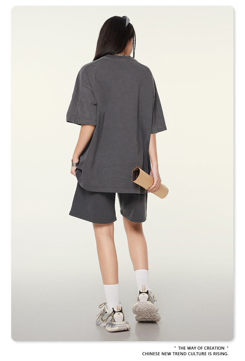Washed Heavyweight Short Sleeve T-Shirt & Short Sweatpants Setup