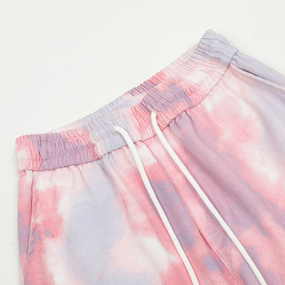 Pantalon cargo tie-dye à cordon de serrage
