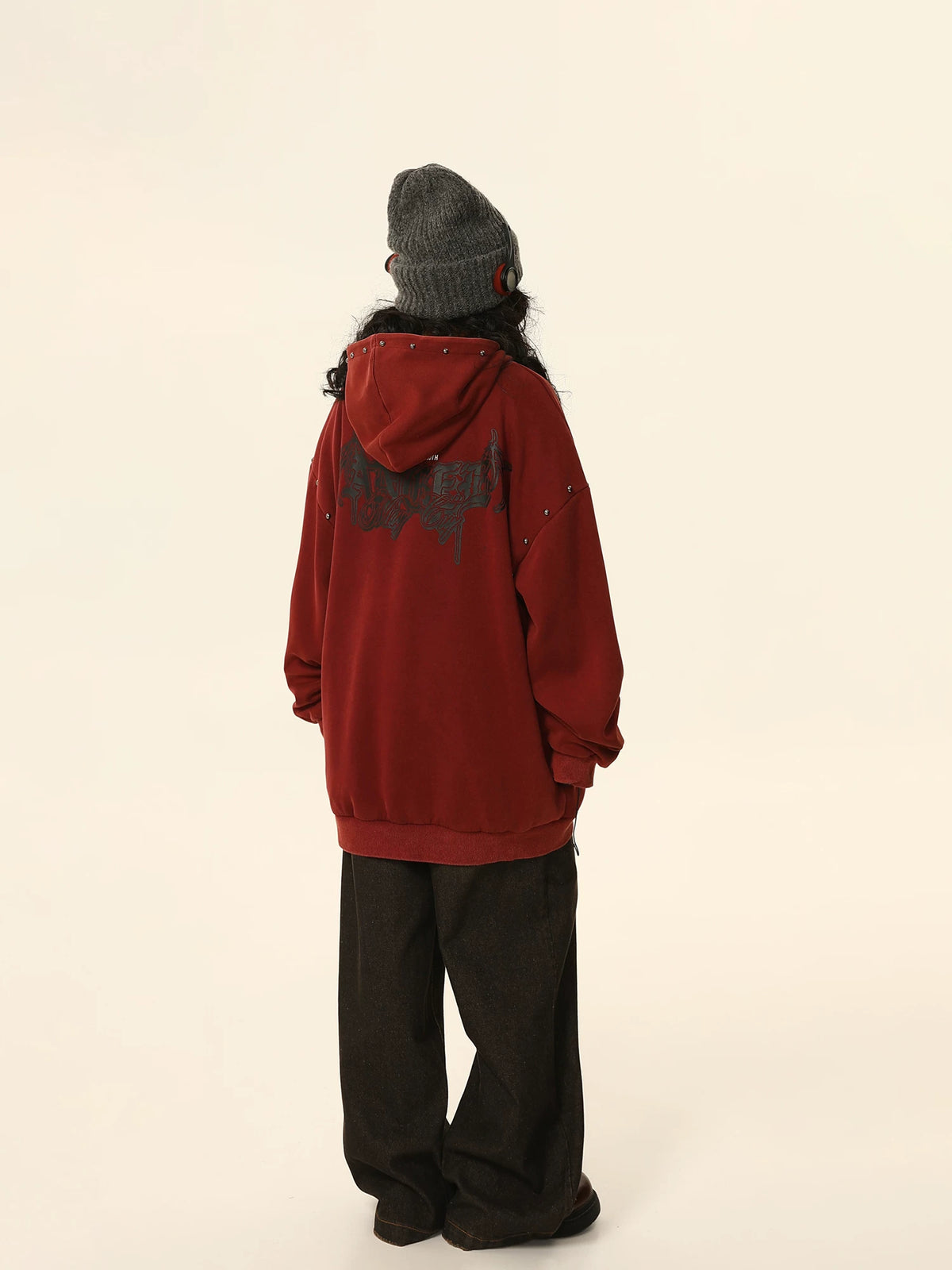 Oversized Burgundy Vintage Hoodie