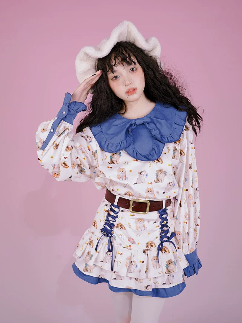 Flower Print Bow Skirt Na8271-K