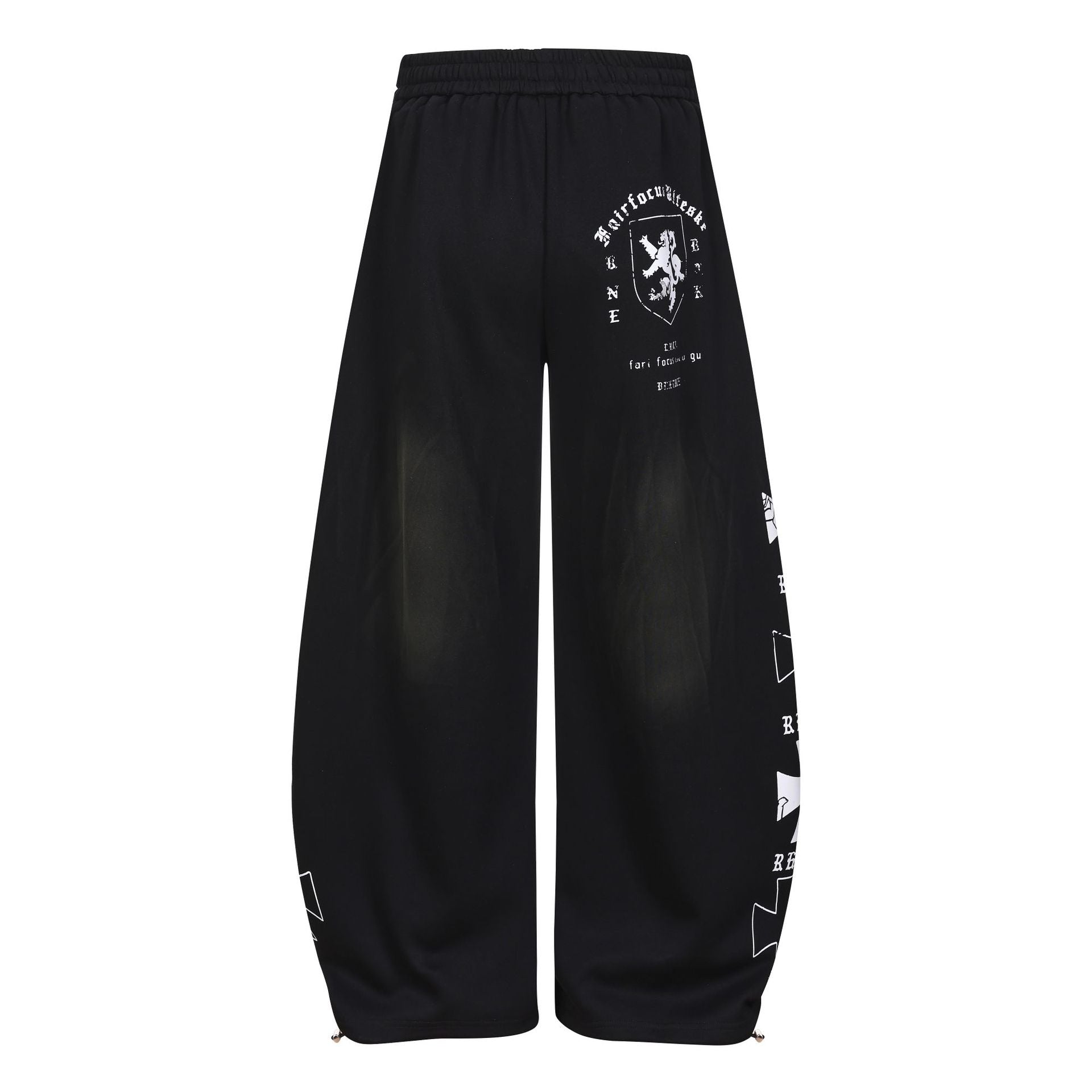 Graphic Print Panel Curved Wide Leg Sweatpants