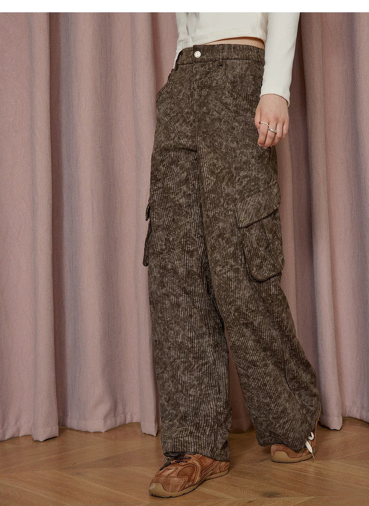 Pantalones cargo rectos de textura de pana