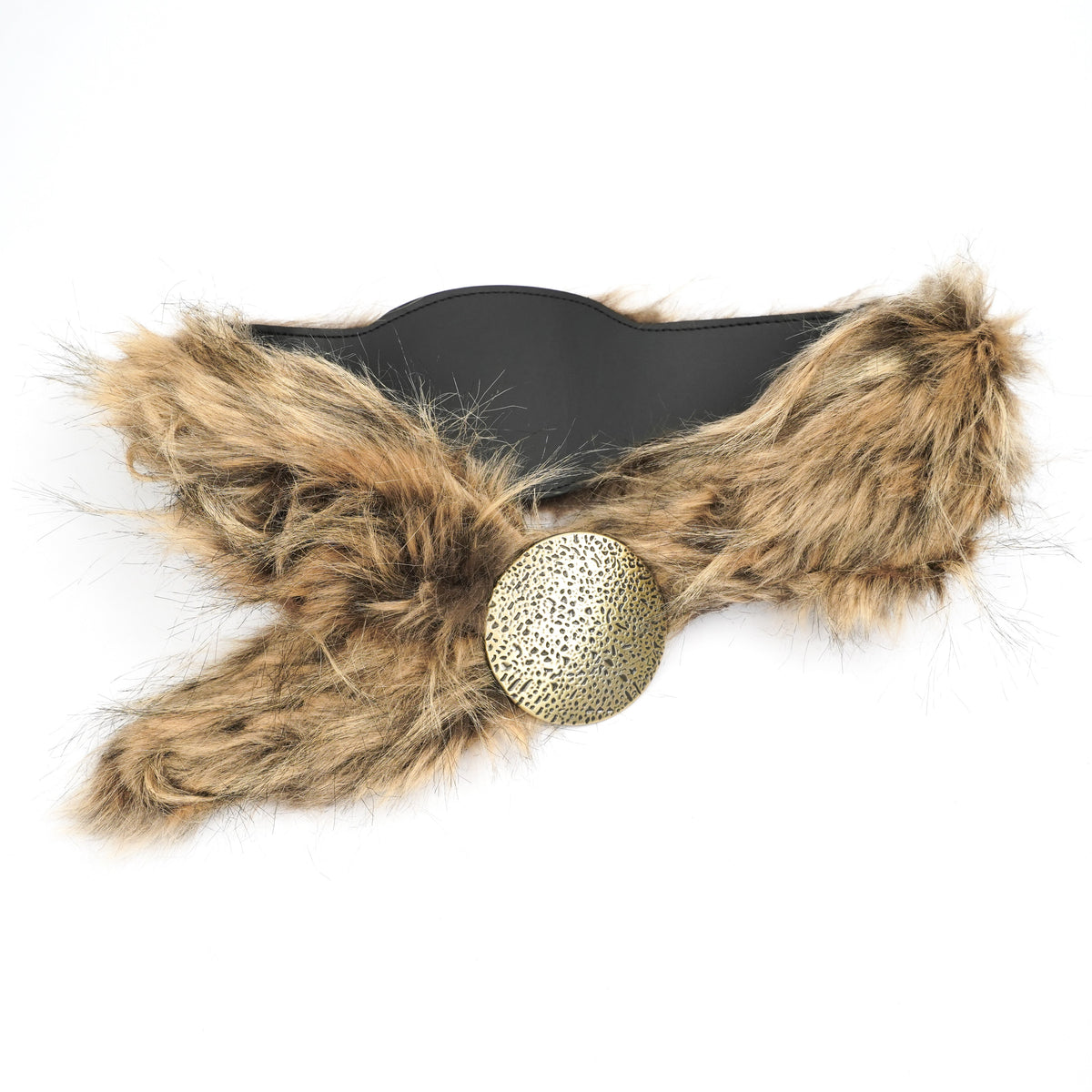 Cutout Ring PU Leather Furry Belt